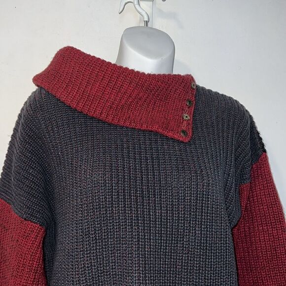 MARGARET WINTERS Cowl Neck Color Block Knit Double-Sided Sweater-S - Picture 2 of 11